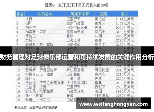 财务管理对足球俱乐部运营和可持续发展的关键作用分析